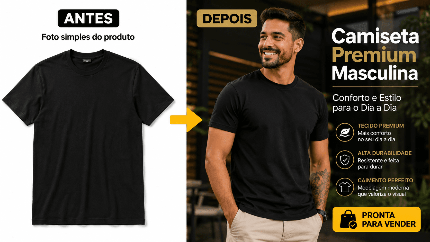 Antes e depois gerado pela IA